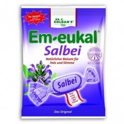 Em-eukal® ŠALAVIJŲ skonio pastilės su vitaminu C ir saldikliais, 75g