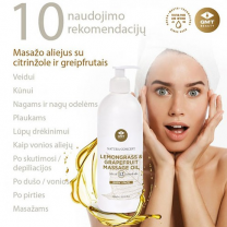 GMT Beauty Lemongrass & Grapefruit masažo aliejus su citrinžole ir greipfutais, 500ml