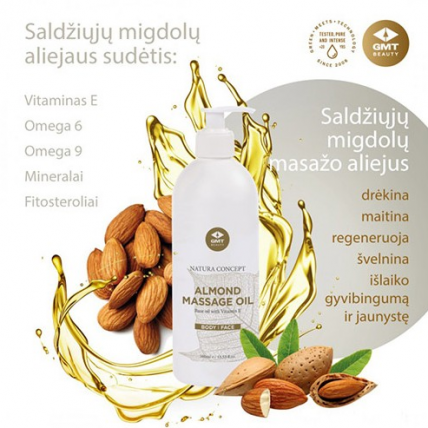 GMT Beauty Almond saldžiųjų migdolų masažo aliejus, 500ml 2