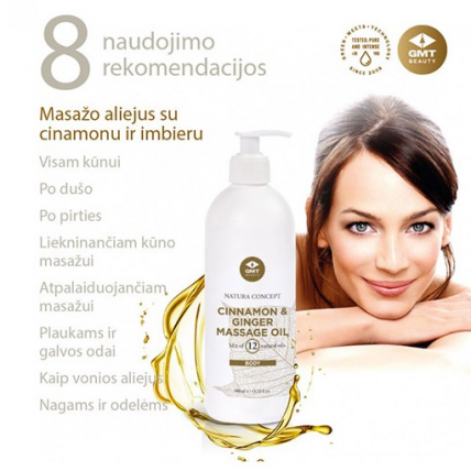 GMT Beauty Cinnamon & Ginger masažo aliejus su cinamonu ir imbieru, 500ml 1