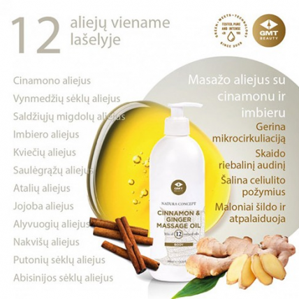 GMT Beauty Cinnamon & Ginger masažo aliejus su cinamonu ir imbieru, 500ml 2