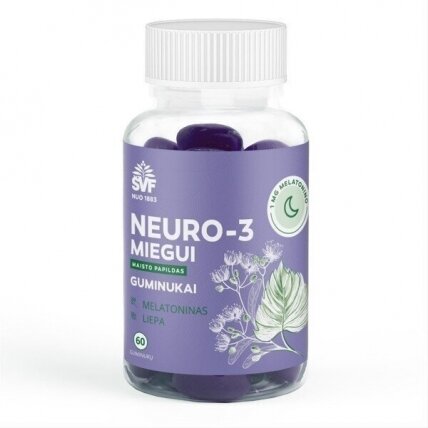 NEURO-3 MIEGUI guminukai su melatoninu, 60 vnt.